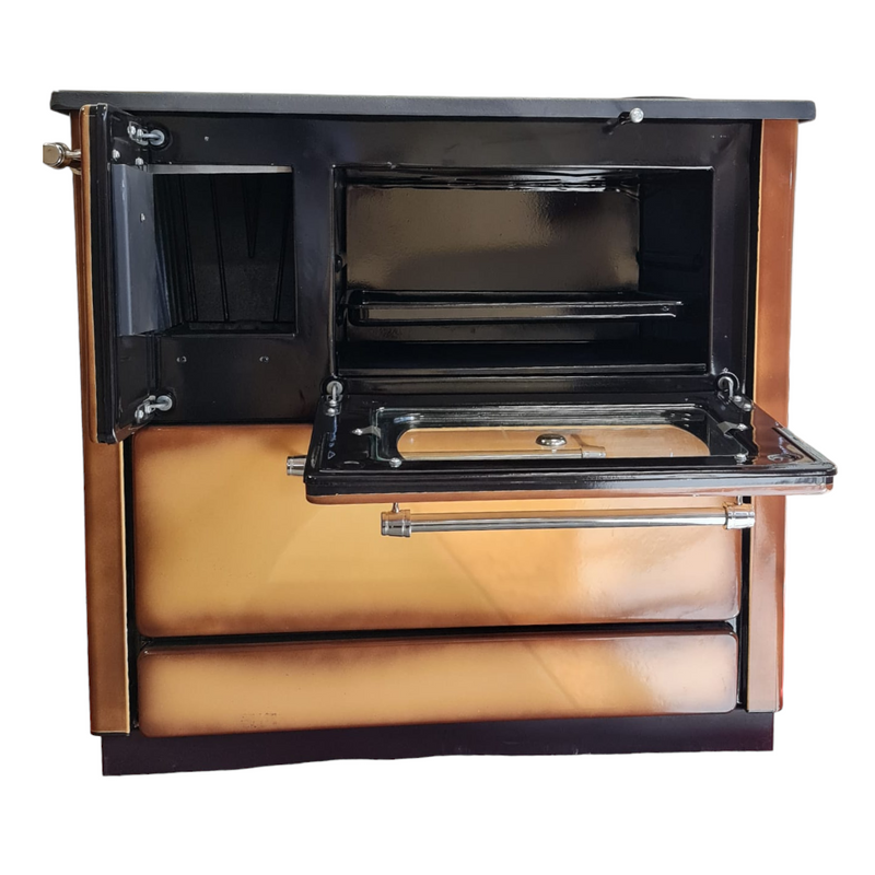 Stufa cucina riscaldamento a legna con forno struttura in acciaio 9,06 kW Popular