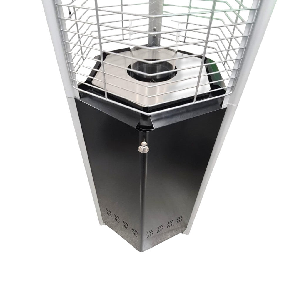 Termopatio stufa piramide esagonale a gas da esterno con ruote H195 cm