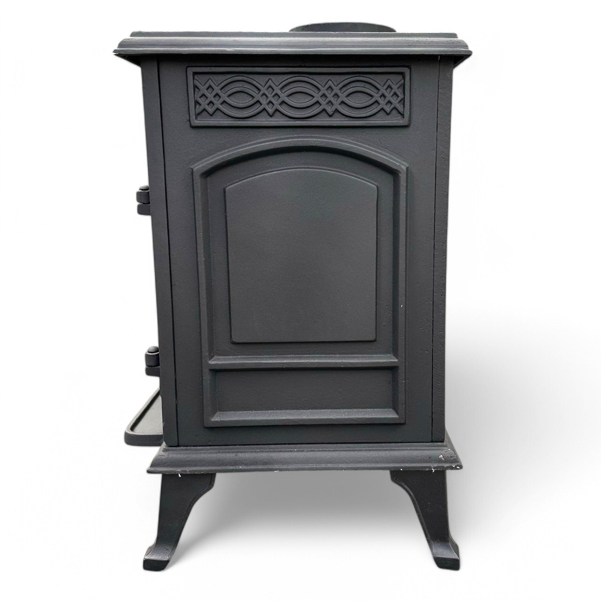 Stufa a legna in ghisa 10 kw con scarico fumi superiore e posteriore 63x43xH63 cm