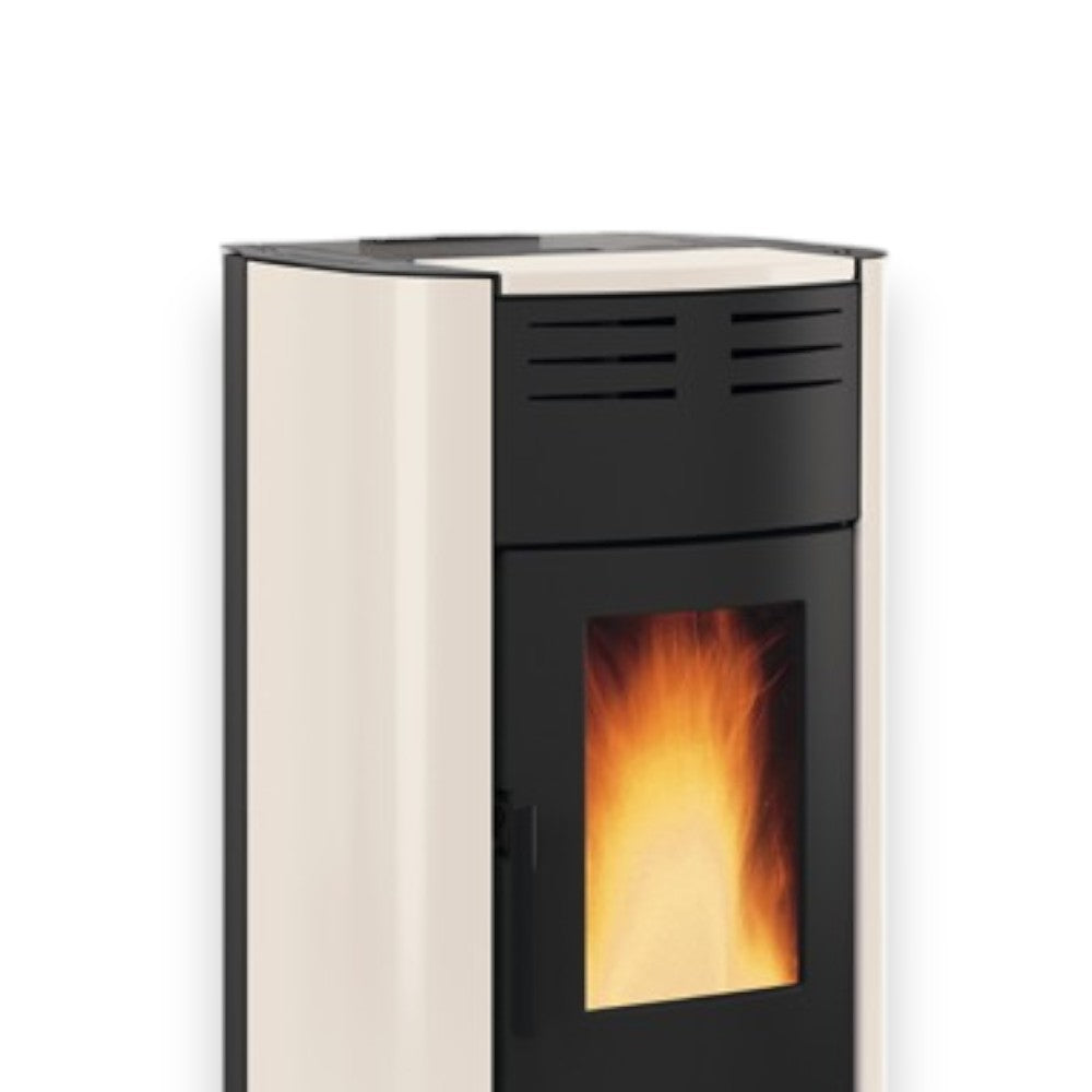 Termostufa a pellet 21.7 Kw in ghisa avorio 63,3x62,6xH117,60 cm Raffaella idro Nordica