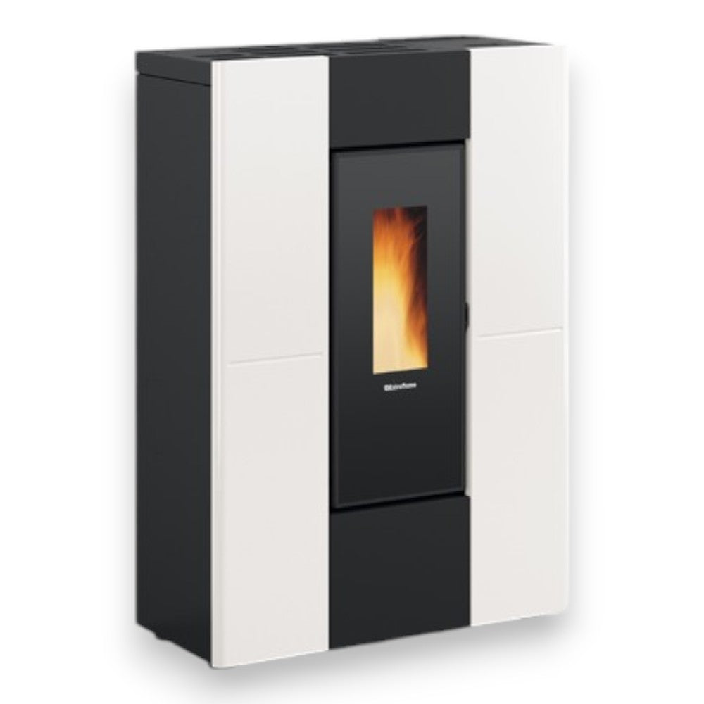 Stufa a pellet 8 Kw in ghisa bianca 75x35.2xH107.7 cm Marilena plus Nordica