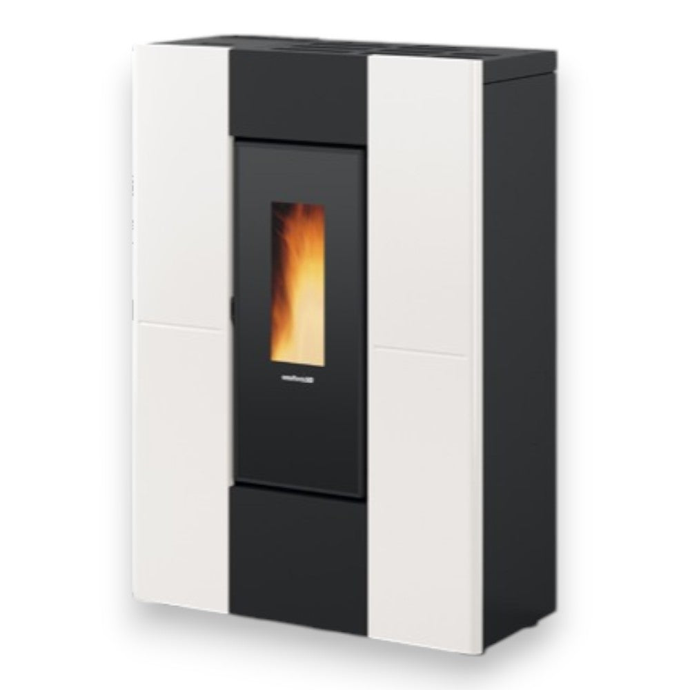 Stufa a pellet 8 Kw in ghisa bianca 75x35.2xH107.7 cm Marilena plus Nordica