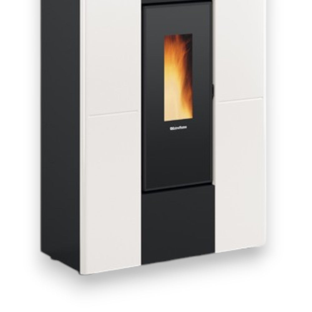 Stufa a pellet 8 Kw in ghisa bianca 75x35.2xH107.7 cm Marilena plus Nordica