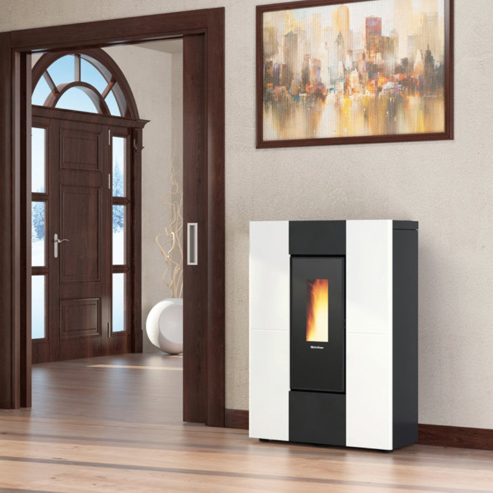Stufa a pellet 8 Kw in ghisa bianca 75x35.2xH107.7 cm Marilena plus Nordica
