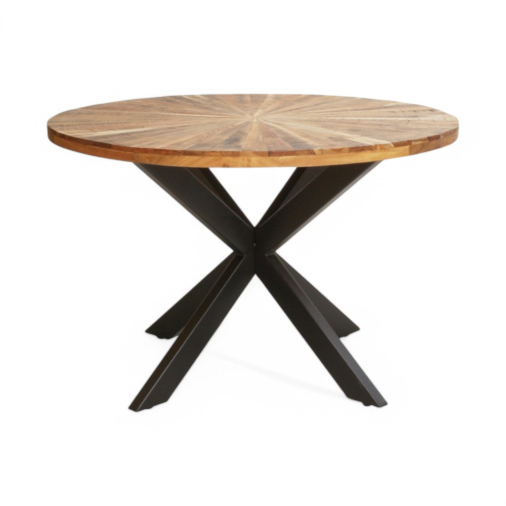 Tavolo rotondo in legno acacia e metallo 120xH77 cm