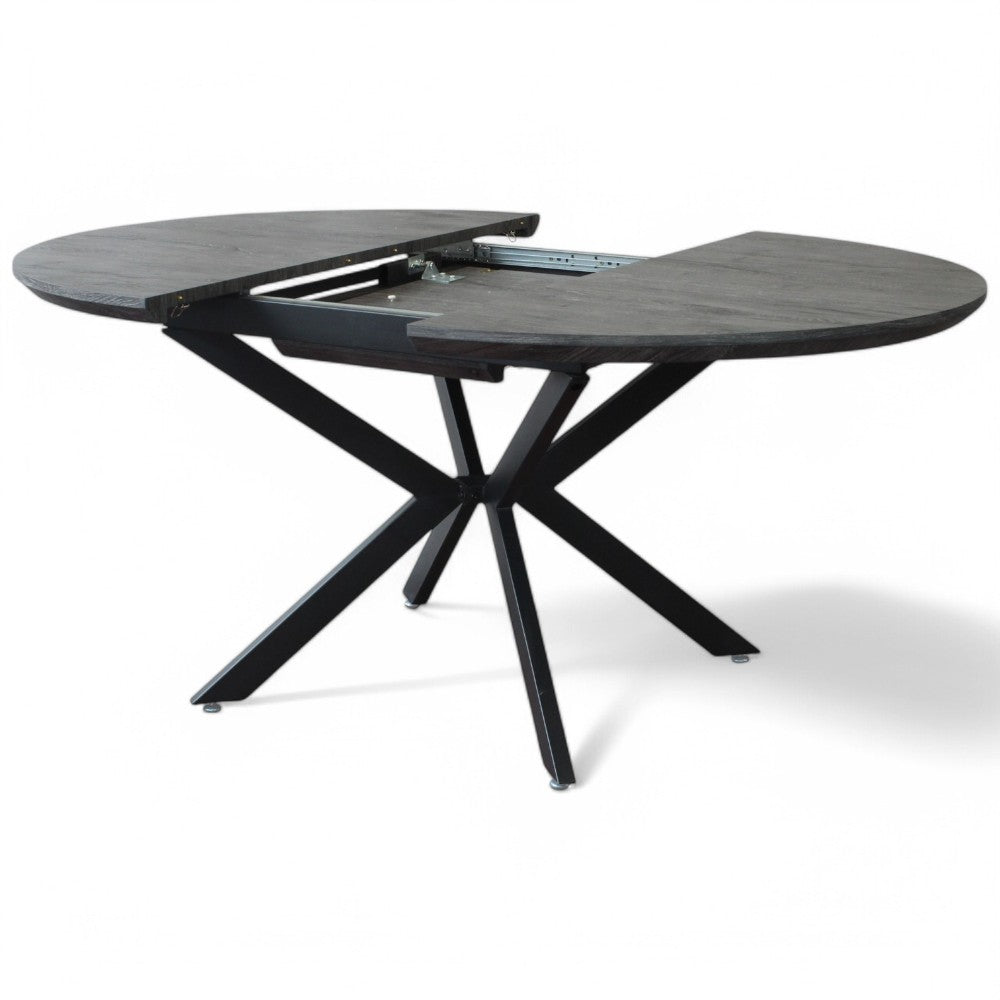 Tavolo rotondo allungabile antracite in melaminico effetto legno 120x120/160xH76
