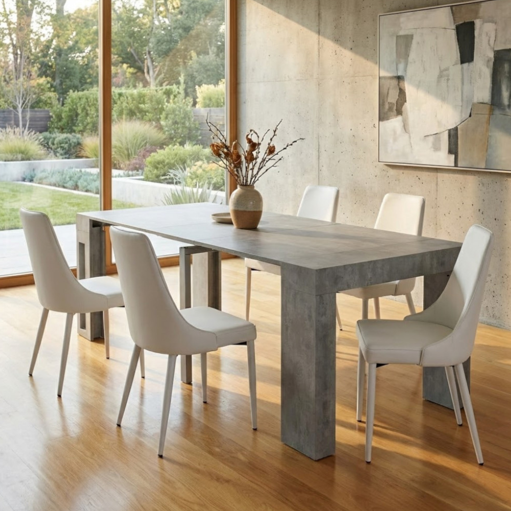 Tavolo consolle allungabile salvaspazio in mdf con struttura in metallo 90x45/300xH75 cm Napoca