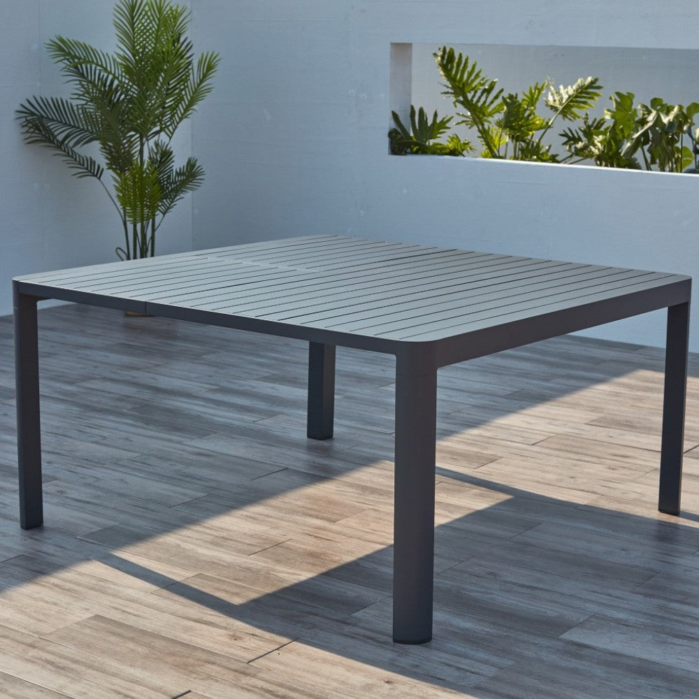 Tavolo allungabile rettangolare in alluminio antracite 100/150x150xH75 cm Scheso