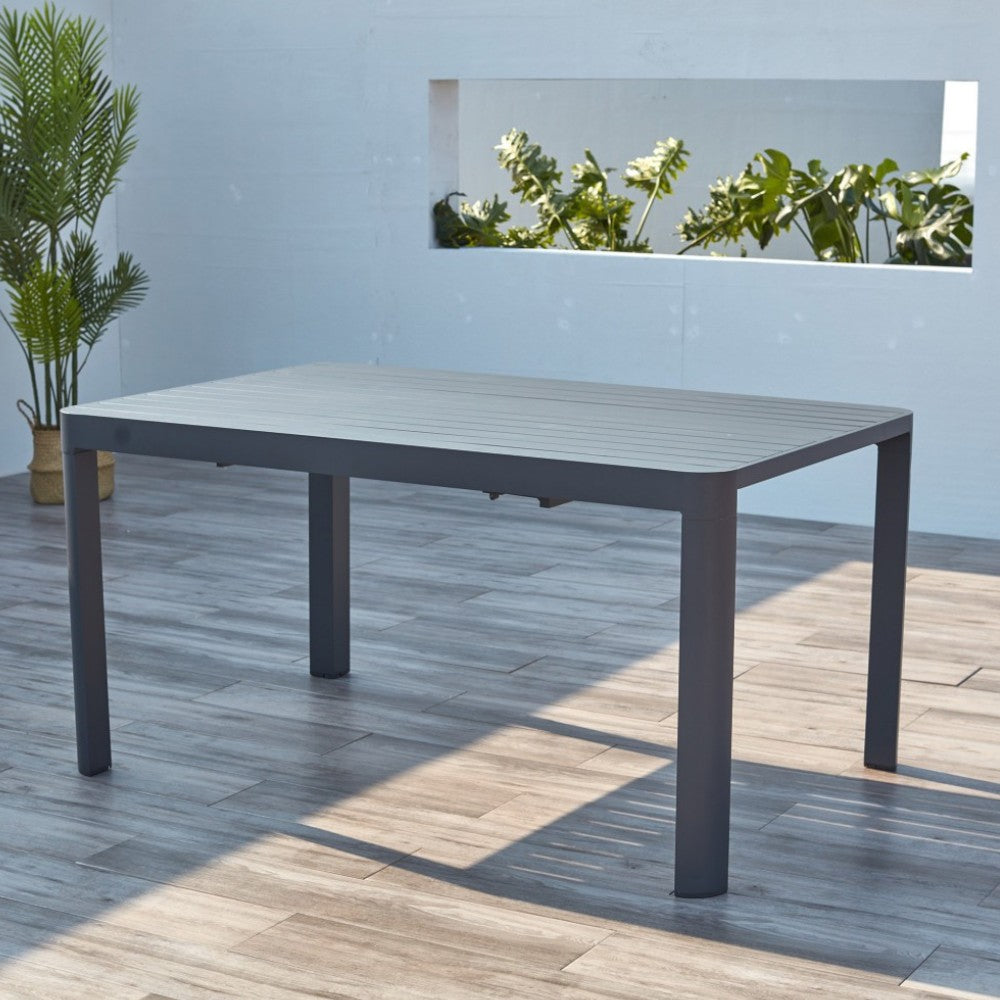 Tavolo allungabile rettangolare in alluminio antracite 100/150x150xH75 cm Scheso