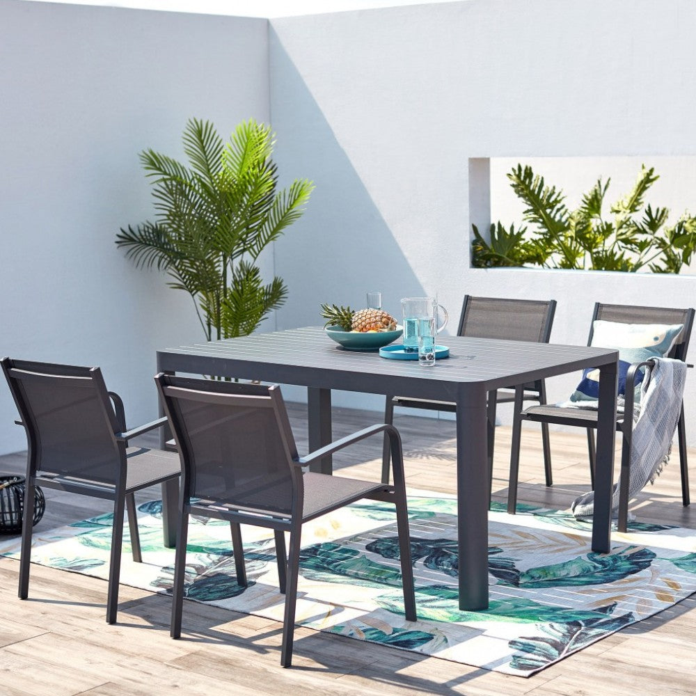 Tavolo allungabile rettangolare in alluminio antracite 100/150x150xH75 cm Scheso