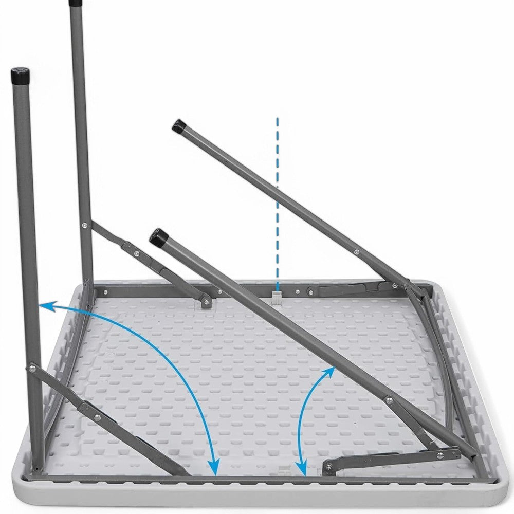 Tavolo pieghevole con struttura in acciaio camping square 88x88xH74 cm