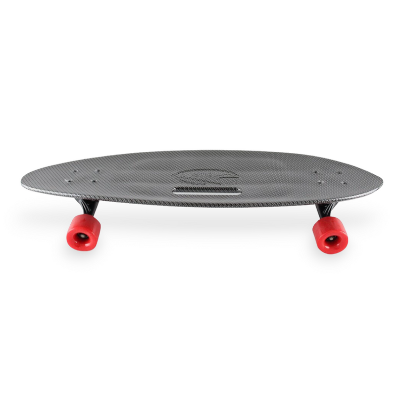 Skateboard per bambini e ragazzi con rivestimento in pellicola di carbonio e ruote rosse Devil