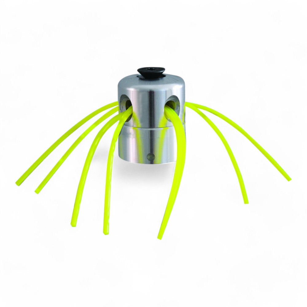 Testina per decespugliatore universale in alluminio 8 fili con 4 fori e riduzioni inclusi chiave a brucola