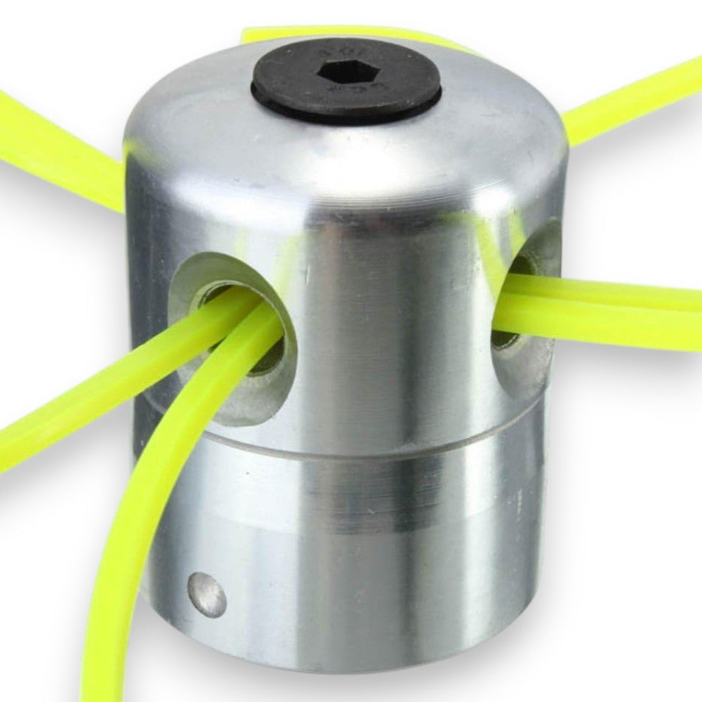 Testina per decespugliatore universale in alluminio 8 fili con 4 fori e riduzioni inclusi chiave a brucola