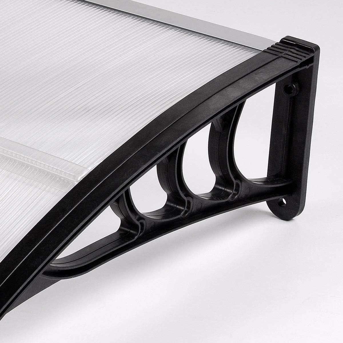 Pensilina tettoia copertura con pannello trasparente policarbonato alveolare e kit di montaggio a muro