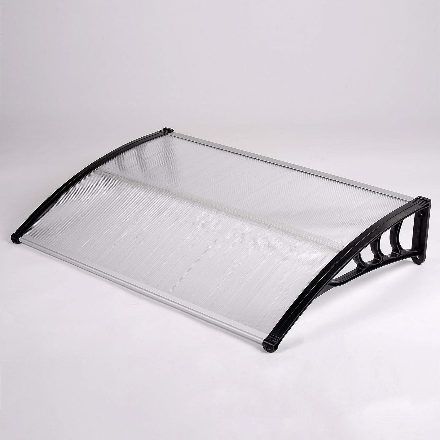 Pensilina tettoia copertura con pannello trasparente policarbonato alveolare e kit di montaggio a muro