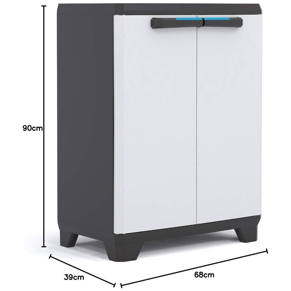 Armadio linear basso in resina resistente lucchettabile con 2 ante e 1 ripiano regolabile KETER