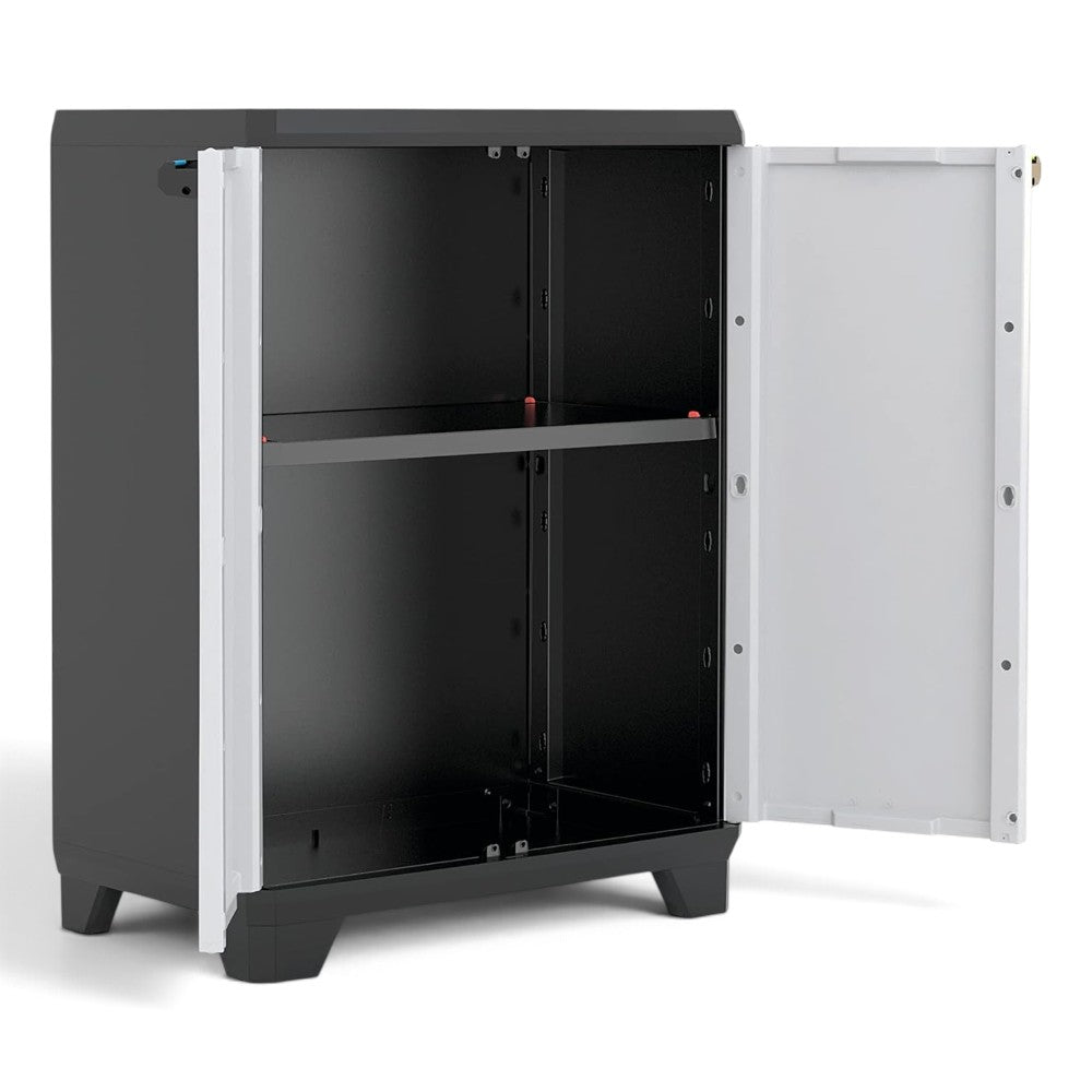Armadio linear basso in resina resistente lucchettabile con 2 ante e 1 ripiano regolabile KETER