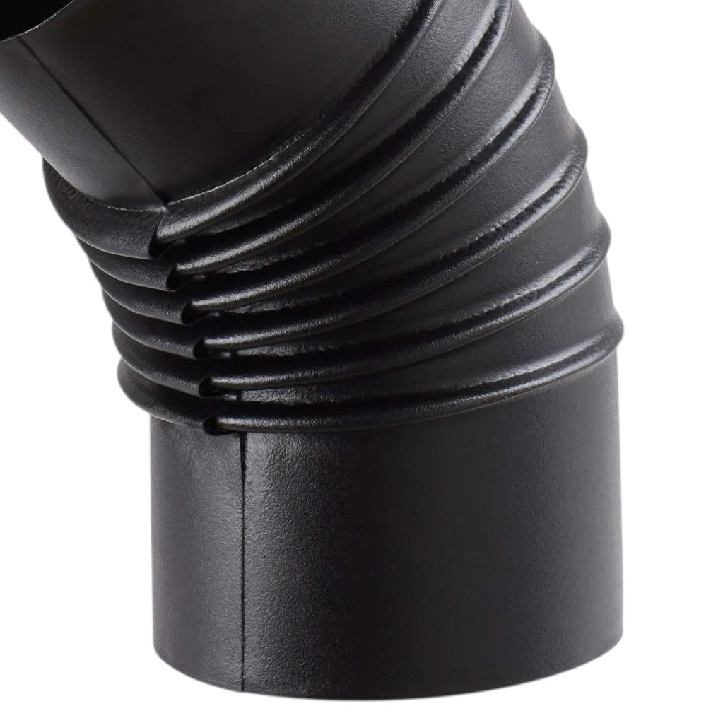 Tubo gomito 45° in acciaio smaltato nero per stufe a legna