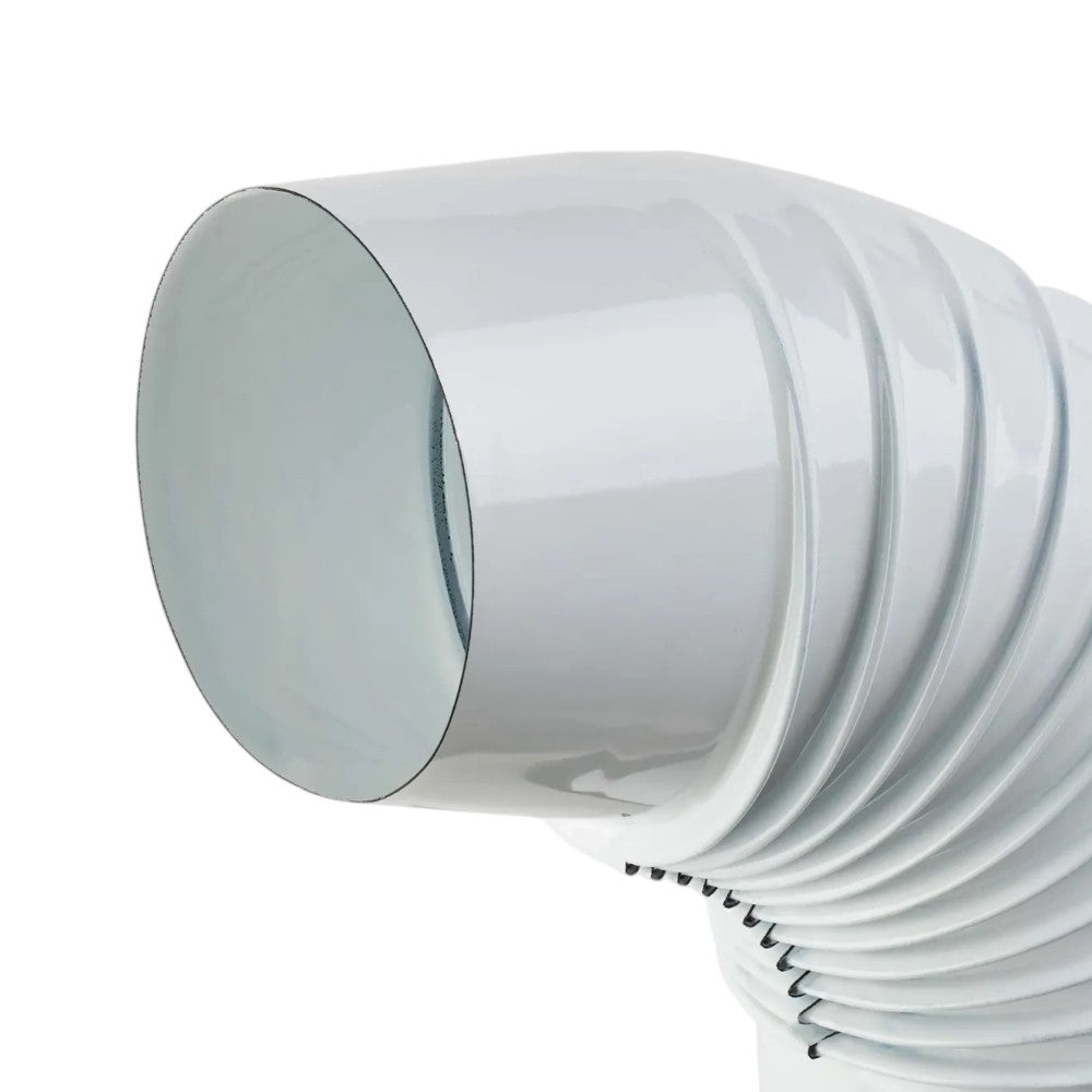 Tubo gomito 90° in acciaio porcellanato smaltato bianco per stufe a legna