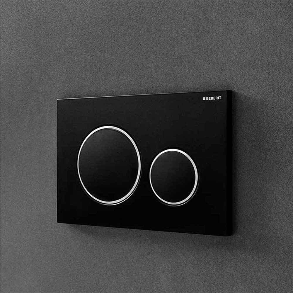 Placca di comando nera cromata per cassette WC 24.6x16.4 cm