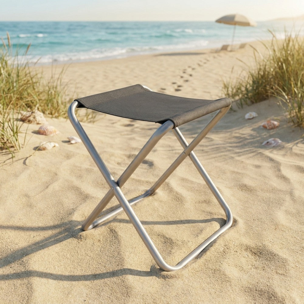 Sgabello chiudibile da spiaggia in alluminio e textilene