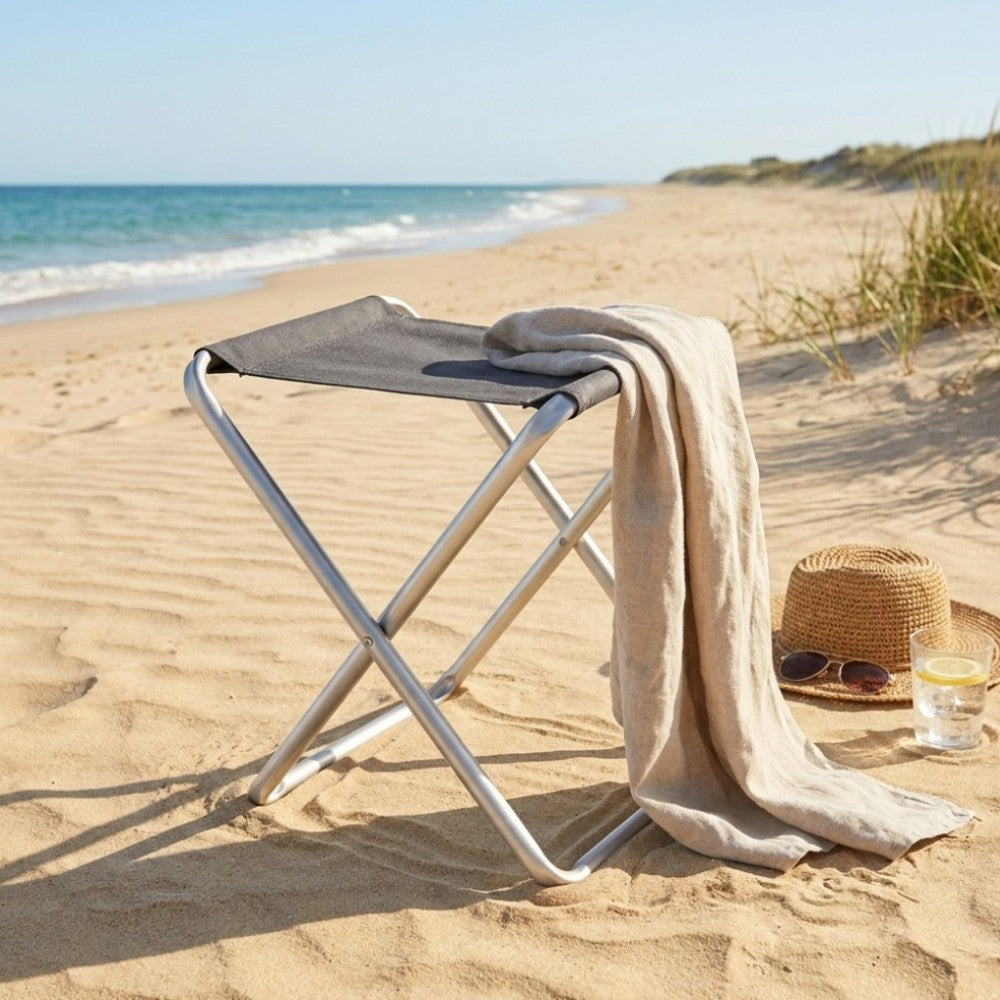 Sgabello chiudibile da spiaggia in alluminio e textilene