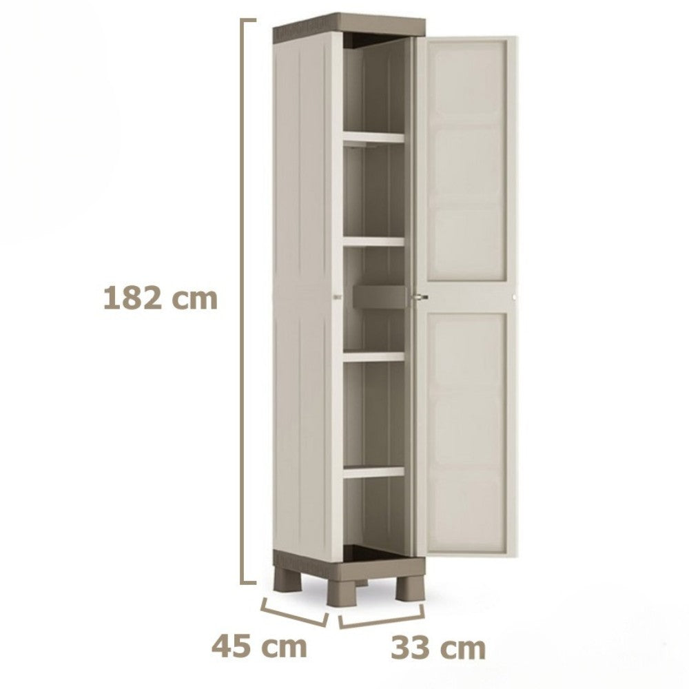 Armadio 1 anta tuttopiani in resina resistente con 4 ripiani regolabile Excellence