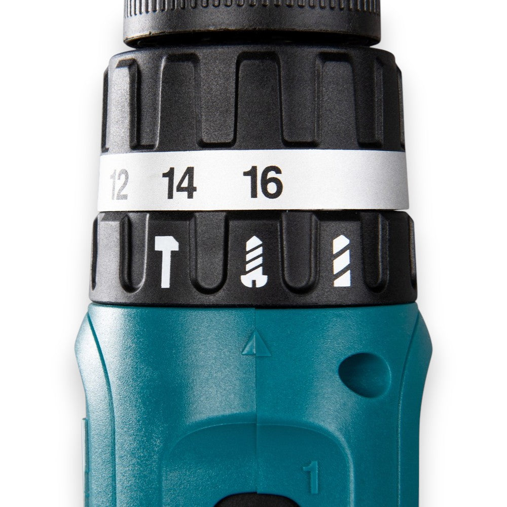 Trapano avvitatore percussione 18v 2 velocità 2 batterie litio 1,5ah rapido ergonomico con mandrino autoserrante e coppia 30nm per legno e metallo