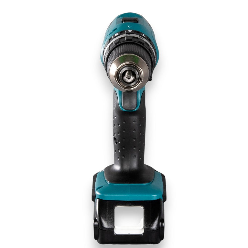 Trapano avvitatore percussione 18v 2 velocità 2 batterie litio 1,5ah rapido ergonomico con mandrino autoserrante e coppia 30nm per legno e metallo