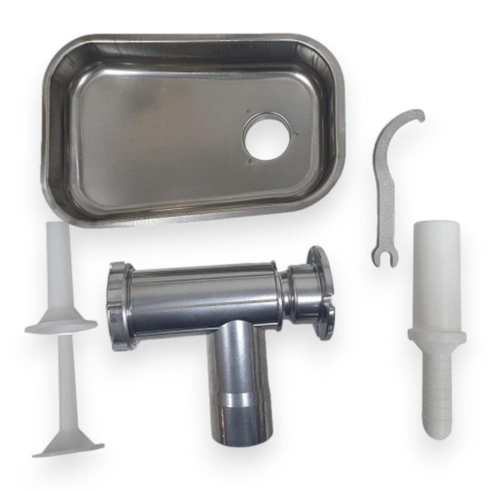 Tritacarne elettrico professionale con motore 600w e corpo in alluminio inox per alimenti con funzione spremipomodoro opzionale