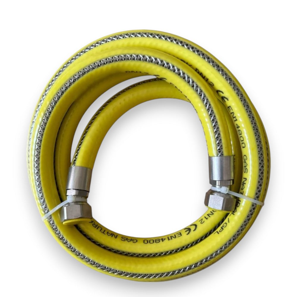 Tubo gas flessibile acciaio inox con guaina attacco ff 1/2 per collegamento apparecchi a gas naturale e gpl