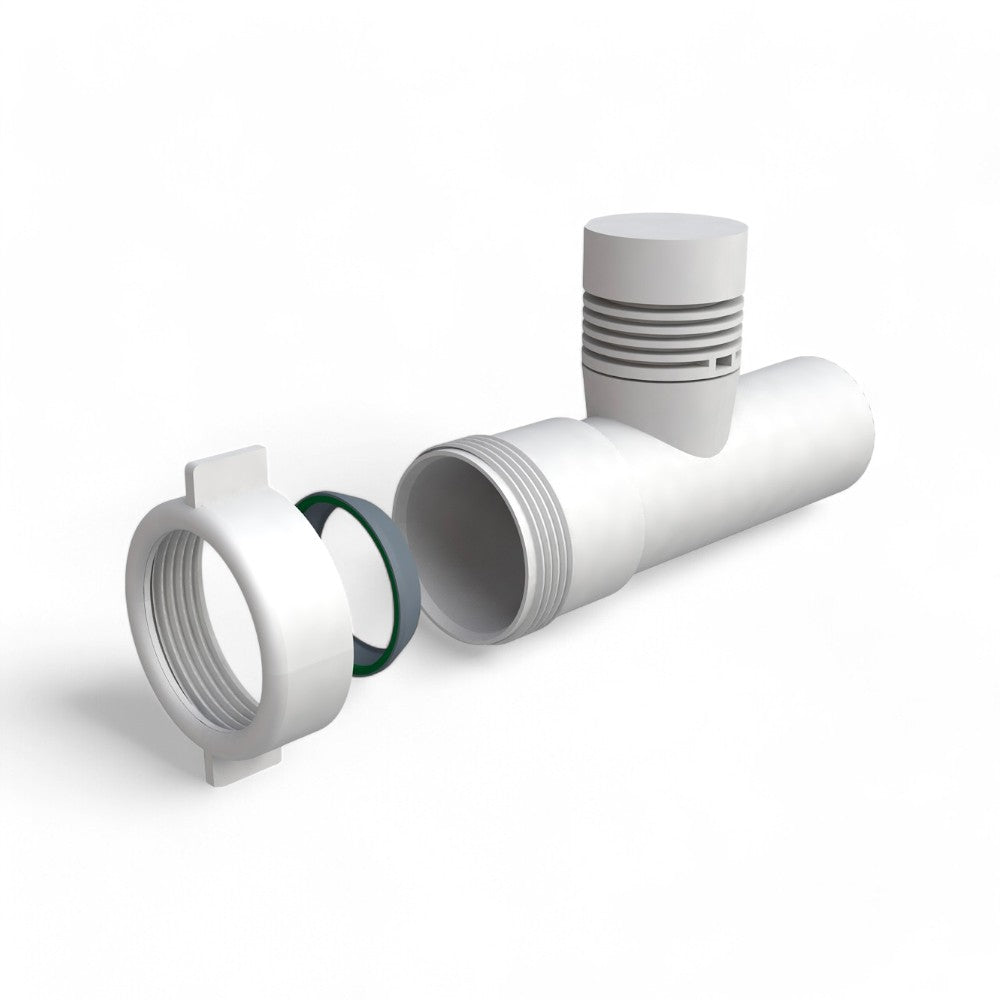 Valvola immissione aria canotto bianco per collegamento sifone attacco femmina diametro 40x1