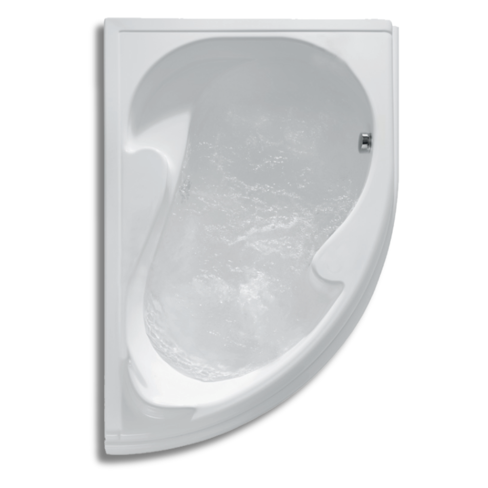 Vasca da bagno asimmetrica in acrilico bianco con telaio e pannelli 150x100 cm