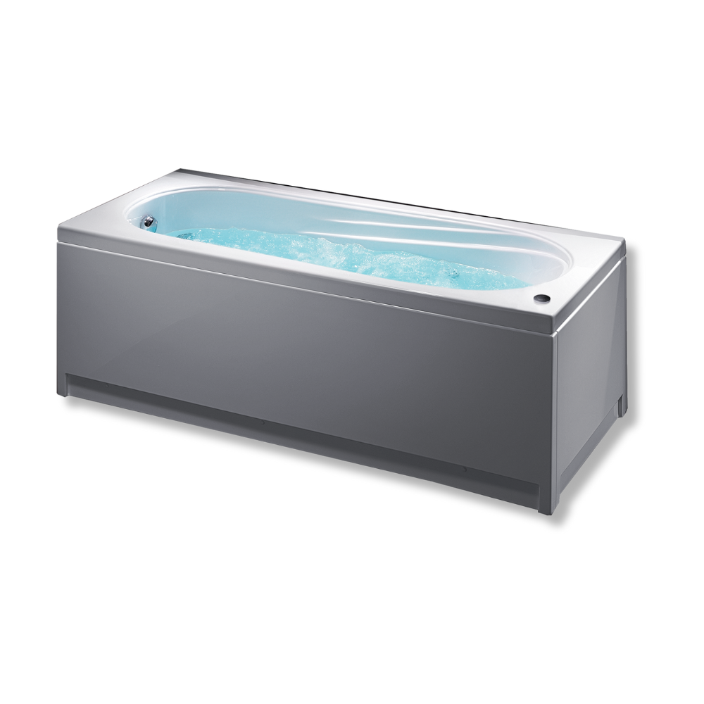 Vasca da bagno idromassaggio rettangolare con telaio e pannelli in acrilico bianco