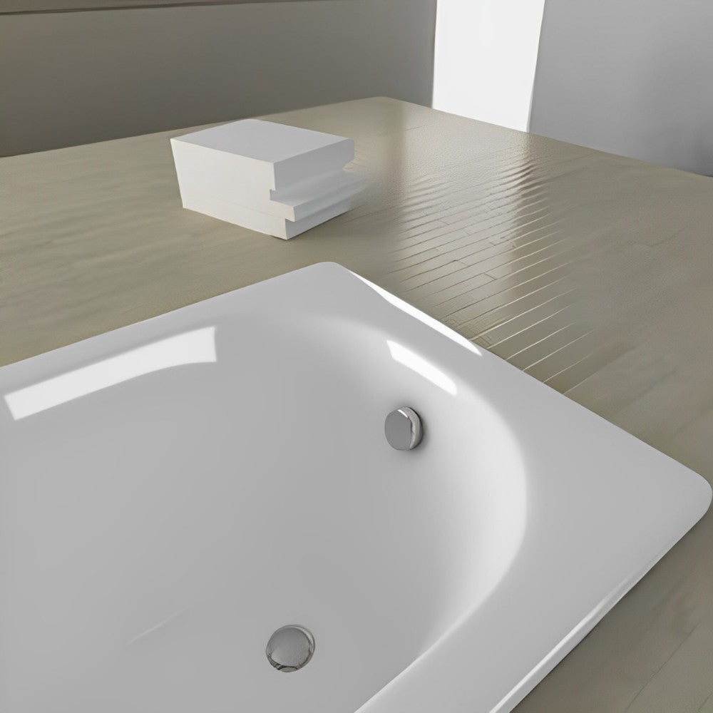 Vasca da bagno rettangolare in acrilico bianco con telaio e pannelli