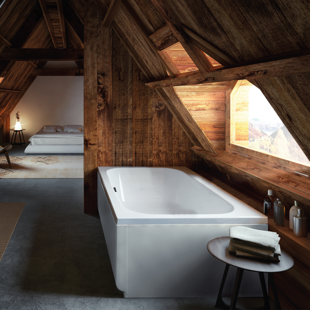 Vasca da bagno rettangolare ad incasso in acrilico lucido bianco solo guscio