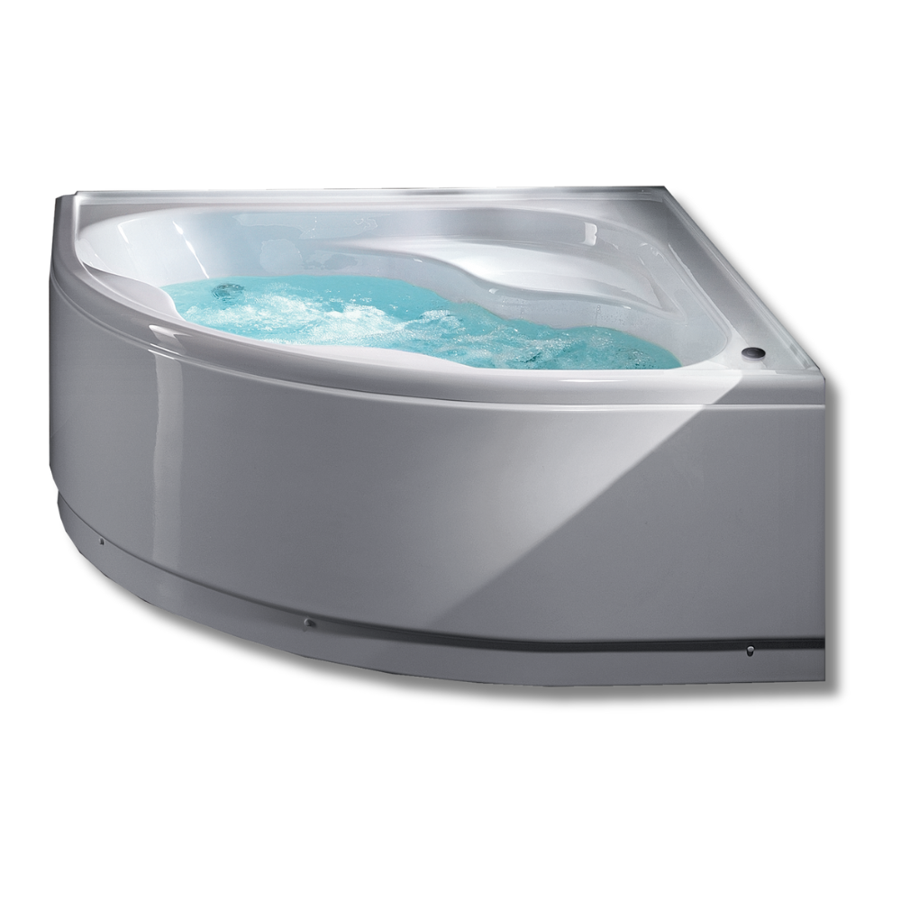 Vasca da bagno angolare con telaio e pannello in acrilico bianco 140x140 cm