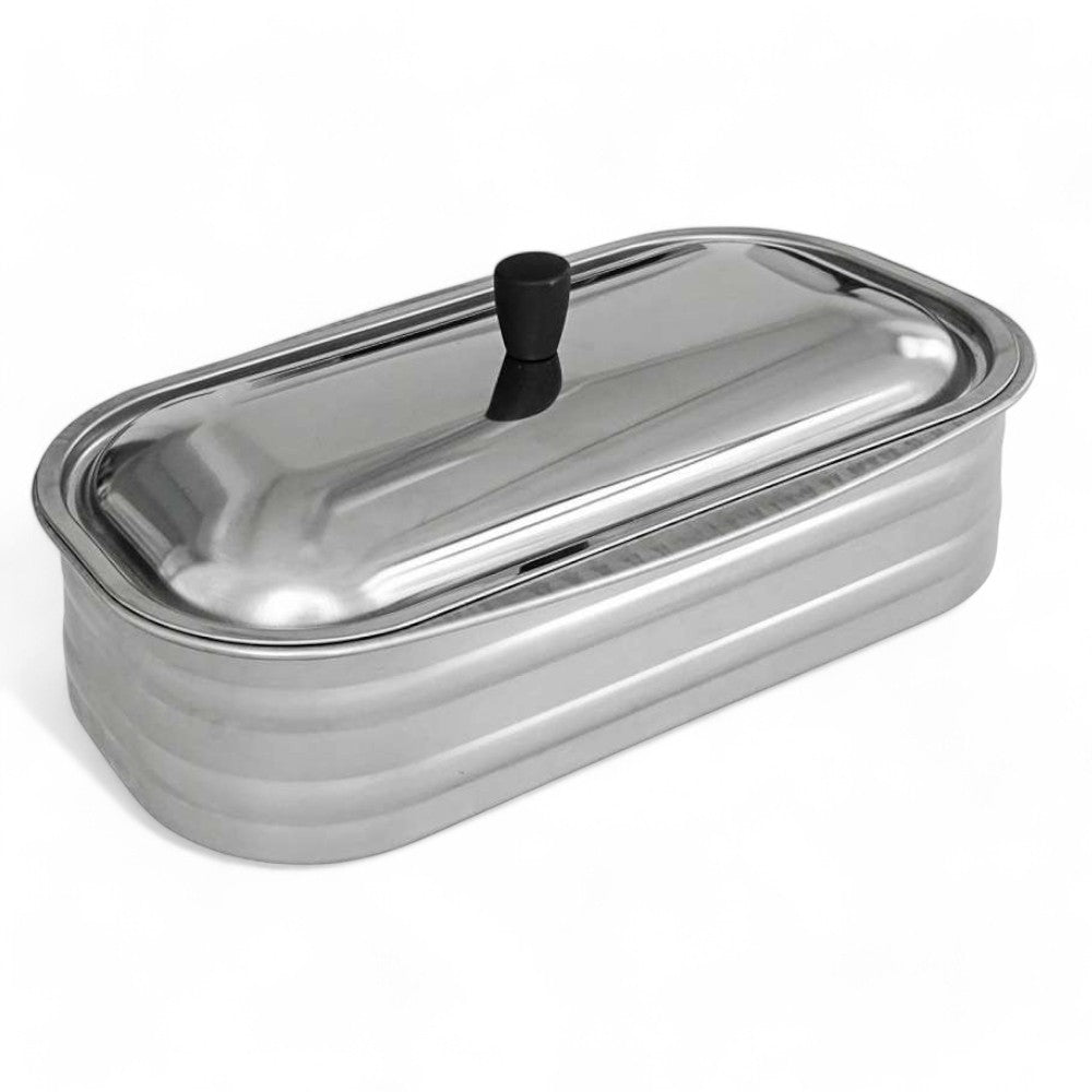 Vasca inox con coperchio per cucine a legna