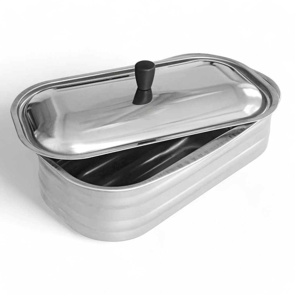 Vasca inox con coperchio per cucine a legna