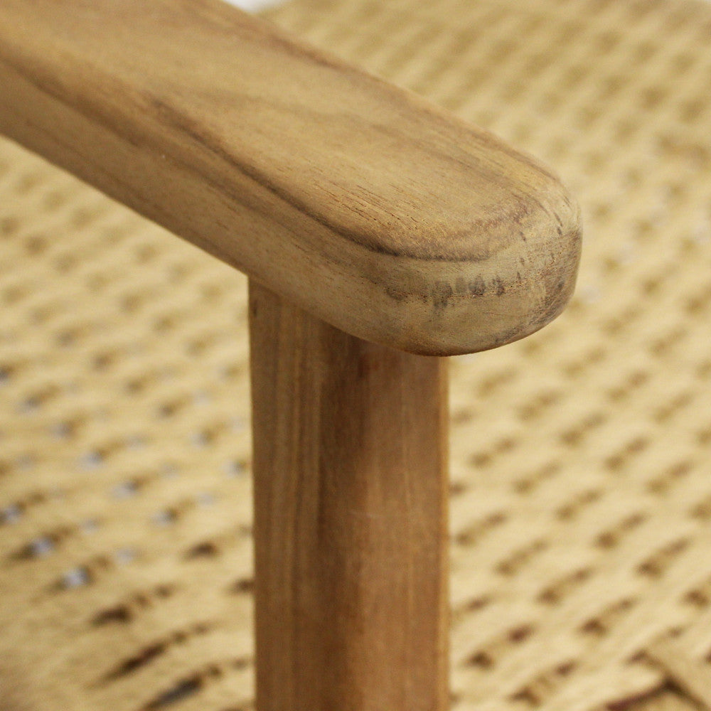 Poltrona impilabile in legno teak e wicker 59x60x80 cm da esterno Agra