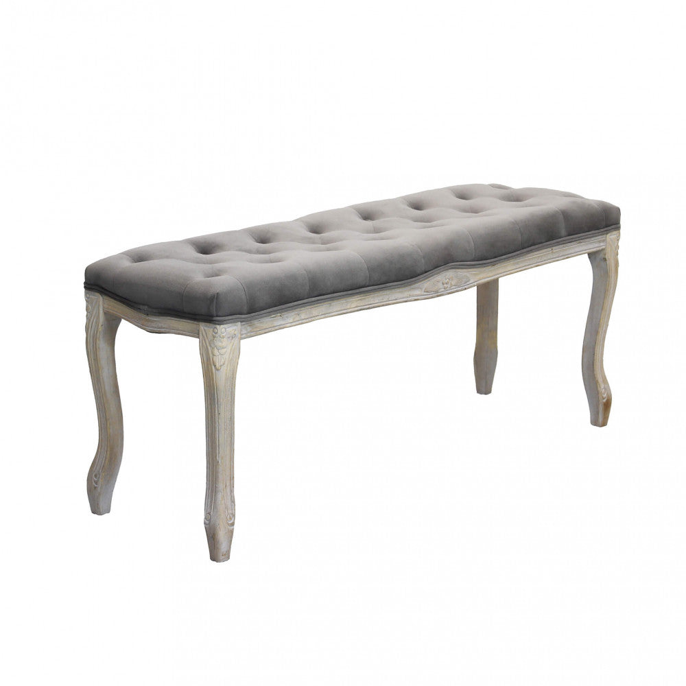 Panca da interno in legno e velluto con design moderno 110x36xH47 cm