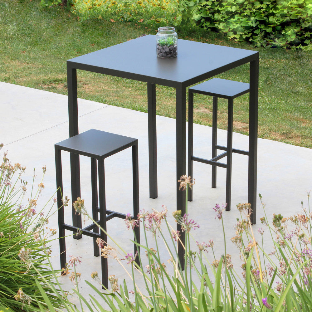 Tavolo quadrato in metallo antracite autolivellante fisso 80x80xH110 cm
