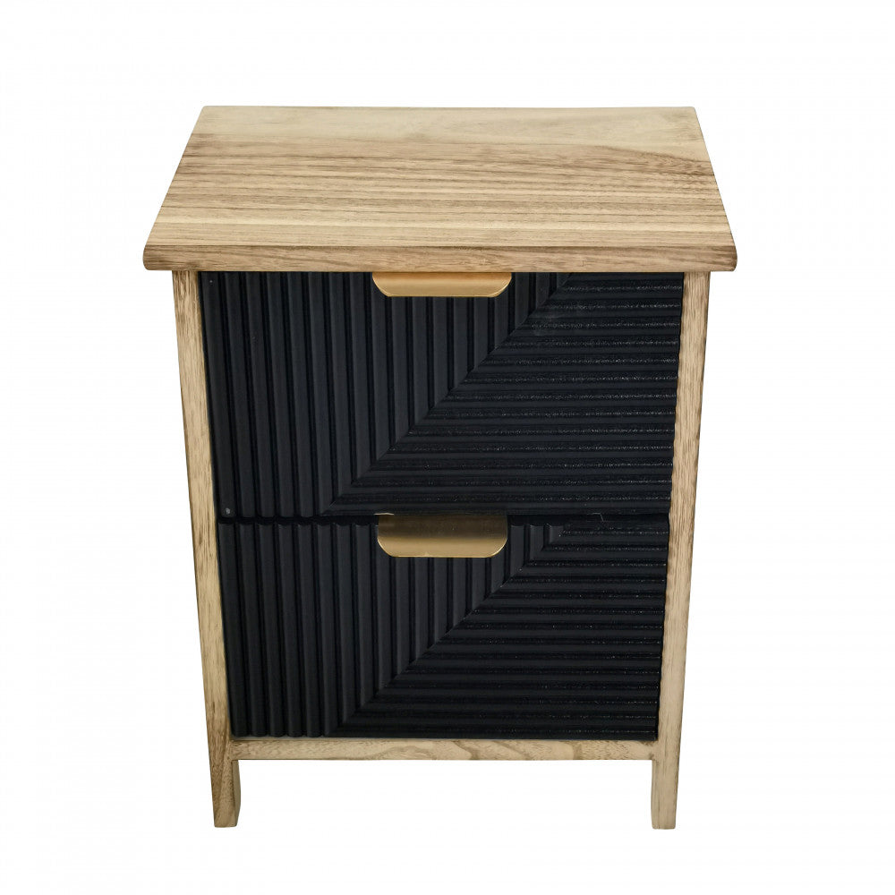 Mobiletto comodino in legno con due cassetti design compatto 34x25xH43,5 cm Claiton
