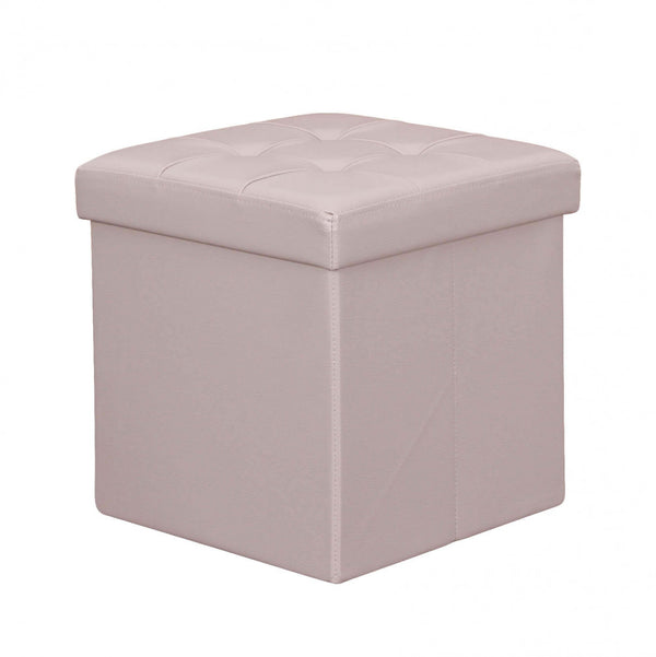 Pouf contenitore cubo baule quadrato 38x38 cm rivestito in ecopelle