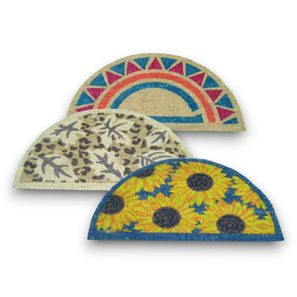 Zerbino mezza luna fibra di cocco naturale 40x75 cm fondo pvc morbido spessore 1.5 cm per esterni ingresso casa