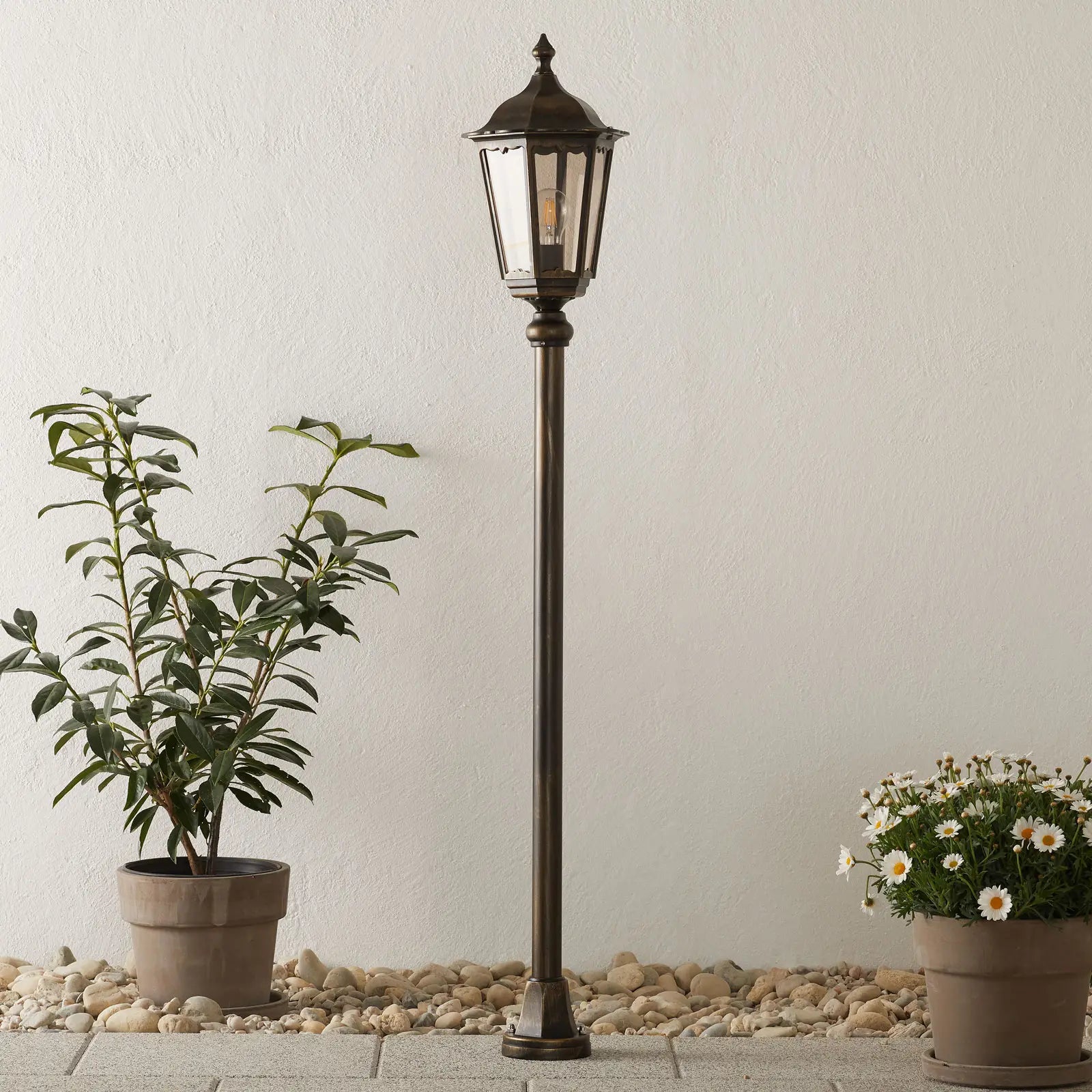 Lampione minerva 1 luce su palo nero opaco in alluminio pressofuso altezza 198 cm
