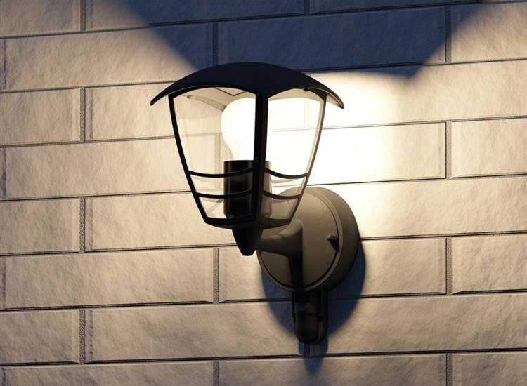 Lanterna Era LED in polipropilene a muro per esterno con braccio inferiore Nero 17x19xH23 cm