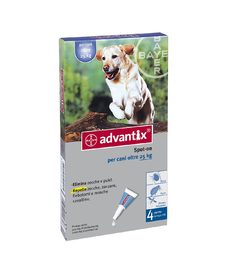 Advantix per cani da 25kg a 40kg 4 pipette Bayer  confezione quattro pipette