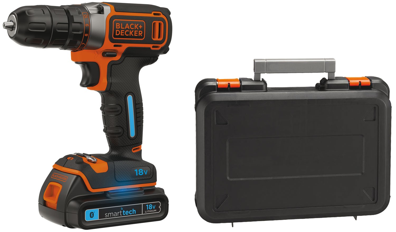 BLACK+DECKER Trapano Avvitatore smart tech 18V Litio in valigetta BDCDC18KST